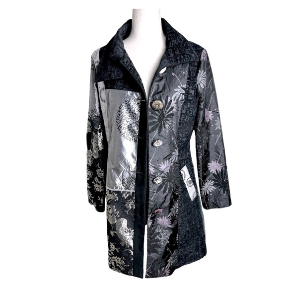 Dor Dor patchwork embroidery art to wear artsy floral button down coat. S - Picture 1 of 16